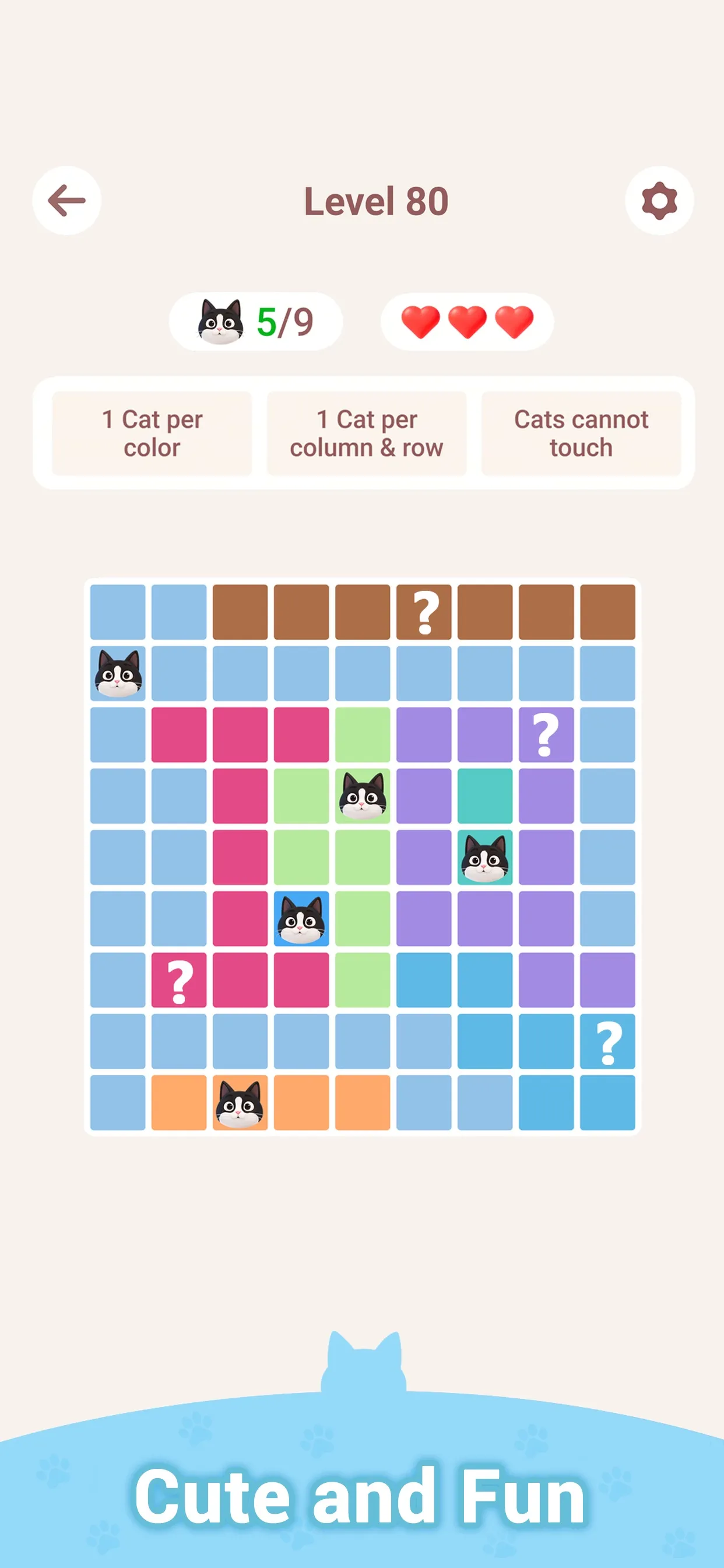 Official screenshot of another Meowdoku layout